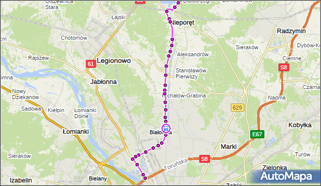 Rozkład jazdy autobusu 705 na przystanku Nowiny 01. ZTM Warszawa na mapie Targeo