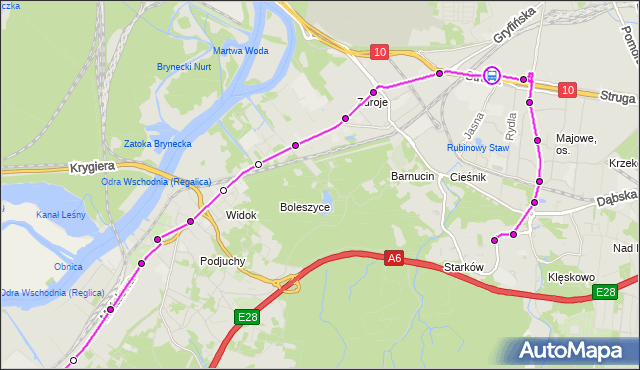 Rozkład jazdy autobusu 66 na przystanku Struga Zajezdnia nż 11. ZDiTM Szczecin na mapie Targeo