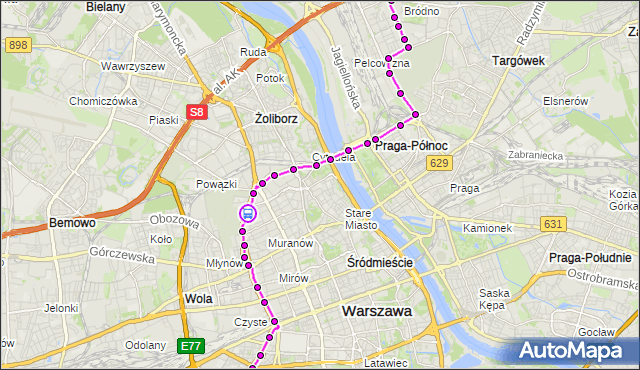 Rozkład jazdy tramwaju 1 na przystanku Niska 04. ZTM Warszawa na mapie Targeo