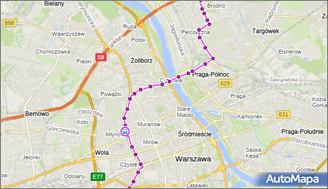 Rozkład jazdy tramwaju 1 na przystanku Żytnia 02. ZTM Warszawa na mapie Targeo