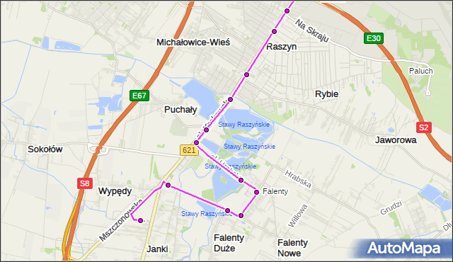 Mapa Polski Targeo, Autobus 706 - trasa PL.SZWEDZKI JK - OKĘCIE. ZTM Warszawa na mapie Targeo