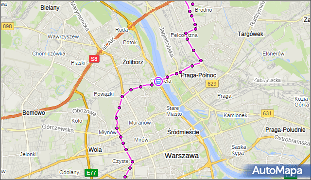 Rozkład jazdy tramwaju 1 na przystanku most Gdański 04. ZTM Warszawa na mapie Targeo