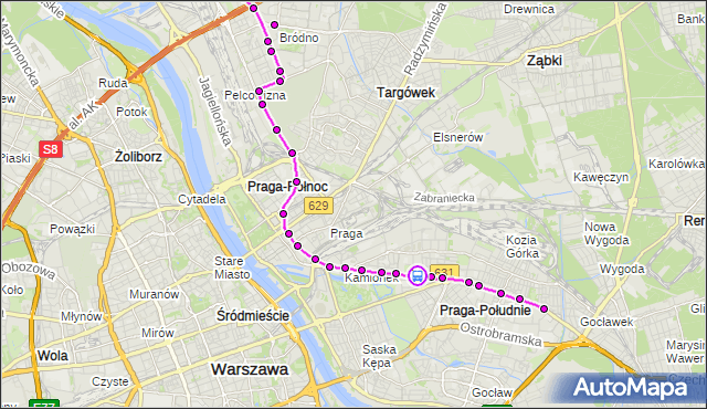 Rozkład jazdy tramwaju 3 na przystanku Międzyborska 04. ZTM Warszawa na mapie Targeo