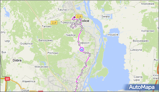 Rozkład jazdy autobusu 524 na przystanku Szosa Polska Ranczo nż 11. ZDiTM Szczecin na mapie Targeo