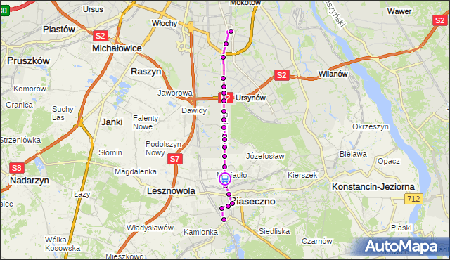 Rozkład jazdy autobusu 709 na przystanku Iwiczna 01. ZTM Warszawa na mapie Targeo
