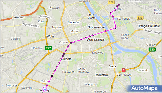 Rozkład jazdy tramwaju 7 na przystanku Krakowiaków 03. ZTM Warszawa na mapie Targeo
