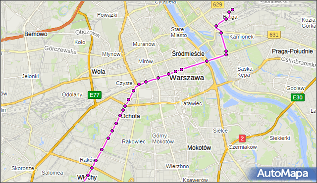Rozkład jazdy tramwaju 7 na przystanku P+R Al.Krakowska 03. ZTM Warszawa na mapie Targeo