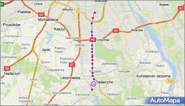 Rozkład jazdy autobusu 709 na przystanku Wojska Polskiego 01. ZTM Warszawa na mapie Targeo