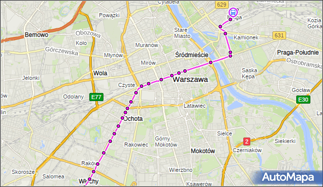 Rozkład jazdy tramwaju 7 na przystanku Zajezdnia Praga 02. ZTM Warszawa na mapie Targeo