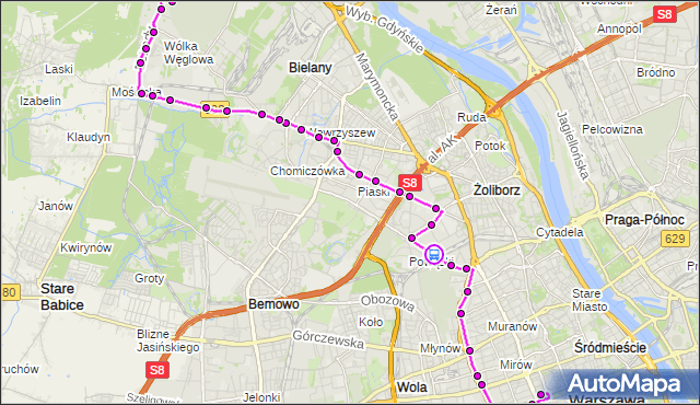 Rozkład jazdy autobusu N91 na przystanku PKP Powązki 02. ZTM Warszawa na mapie Targeo