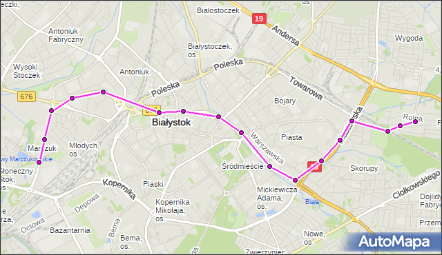 Mapa Polski Targeo, Autobus 12 - trasa OSIEDLE - Zajezdnia; dojazd do przystanku:MARCZUKOWSKA(135)(nr inw. 135). BKM na mapie Targeo