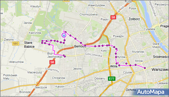 Rozkład jazdy autobusu N95 na przystanku Archimedesa 01. ZTM Warszawa na mapie Targeo