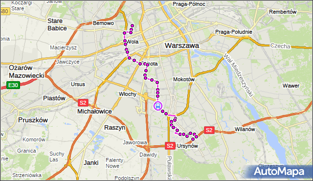 Rozkład jazdy autobusu 136 na przystanku Cybernetyki 01. ZTM Warszawa na mapie Targeo