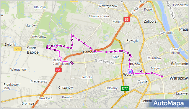 Rozkład jazdy autobusu N95 na przystanku Metro Płocka 06. ZTM Warszawa na mapie Targeo