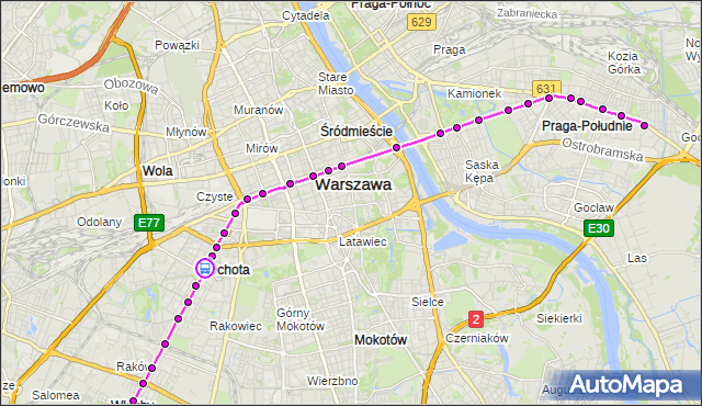 Rozkład jazdy tramwaju 9 na przystanku Bitwy Warszawskiej 1920 r. 03. ZTM Warszawa na mapie Targeo