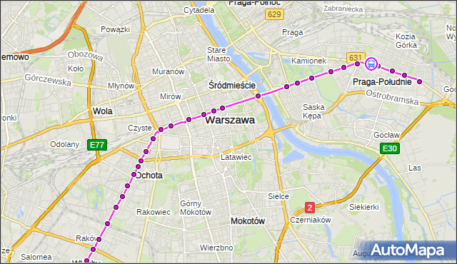 Rozkład jazdy tramwaju 9 na przystanku Czapelska 02. ZTM Warszawa na mapie Targeo