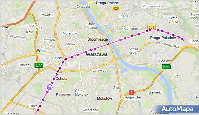 Rozkład jazdy tramwaju 9 na przystanku Dickensa 04. ZTM Warszawa na mapie Targeo