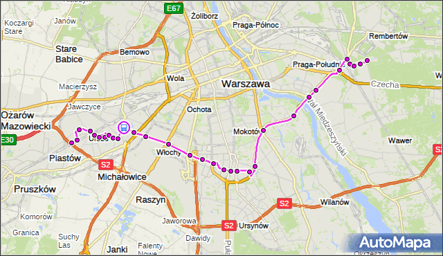 Rozkład jazdy autobusu 401 na przystanku Ryżowa 03. ZTM Warszawa na mapie Targeo