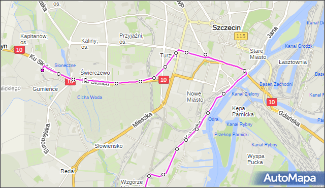 Mapa Polski Targeo, Autobus 528 - trasa Pomorzany Dobrzyńska - Gumieńce. ZDiTM Szczecin na mapie Targeo