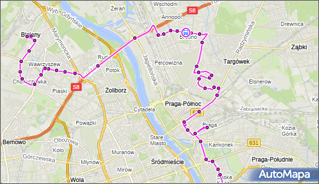 Rozkład jazdy autobusu N02 na przystanku Park Bródnowski 01. ZTM Warszawa na mapie Targeo