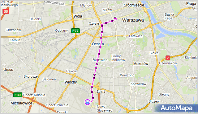 Rozkład jazdy autobusu N32 na przystanku Lotnisko Chopina-Odloty 01. ZTM Warszawa na mapie Targeo