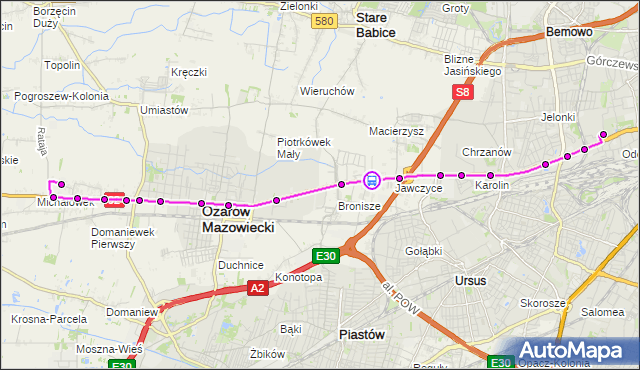 Rozkład jazdy autobusu 713 na przystanku Jawczyce 01. ZTM Warszawa na mapie Targeo