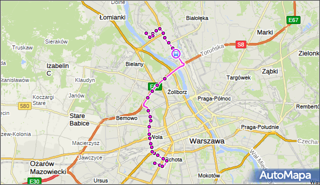 Rozkład jazdy autobusu 186 na przystanku Kanał Żerański 02. ZTM Warszawa na mapie Targeo