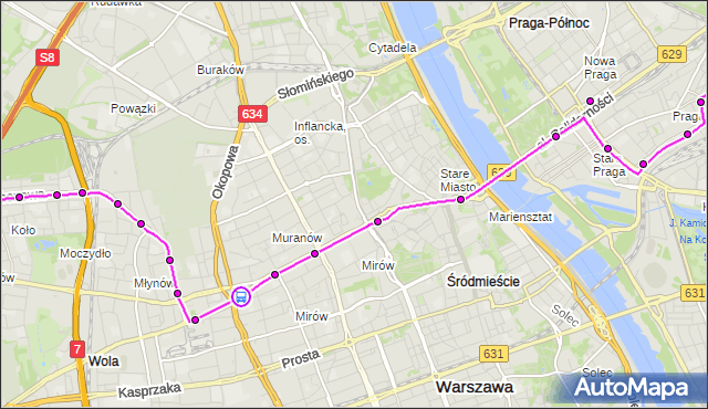 Rozkład jazdy tramwaju 13 na przystanku Okopowa 03. ZTM Warszawa na mapie Targeo