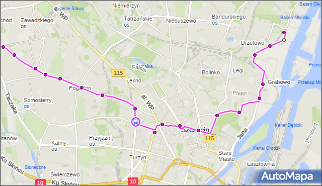 Rozkład jazdy tramwaju 5 na przystanku Bohaterów Warszawy 12. ZDiTM Szczecin na mapie Targeo