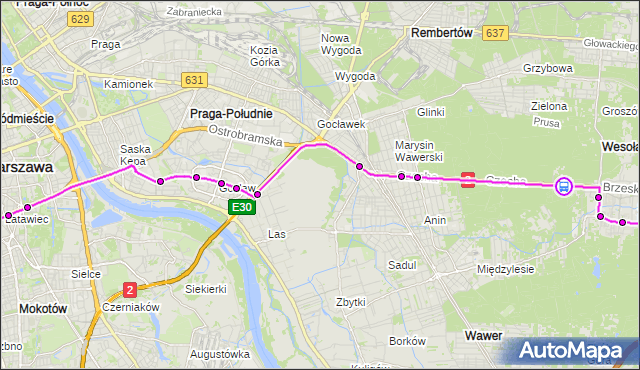 Rozkład jazdy autobusu 411 na przystanku Objazdowa 02. ZTM Warszawa na mapie Targeo