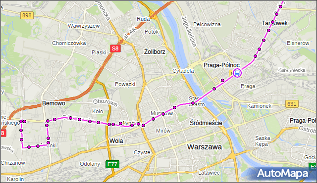 Rozkład jazdy autobusu 190 na przystanku Szwedzka 02. ZTM Warszawa na mapie Targeo