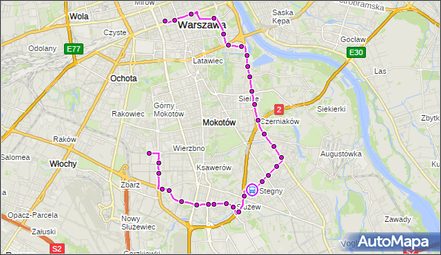 Rozkład jazdy autobusu N33 na przystanku Stegny 01. ZTM Warszawa na mapie Targeo