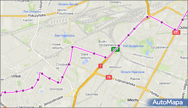 satelitarna mapa polski targeo Autobus 191   trasa PL.NARUTOWICZA   REGULSKA. ZTM Warszawa na 