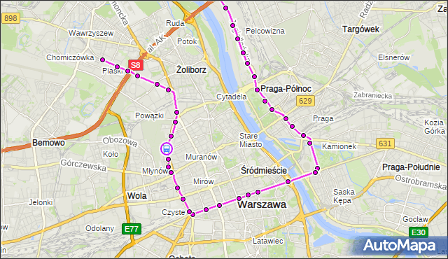 Rozkład jazdy tramwaju 22 na przystanku Cm.Żydowski 04. ZTM Warszawa na mapie Targeo