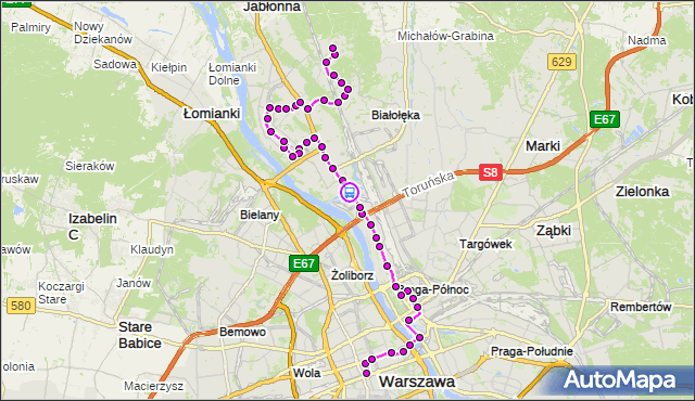 Rozkład jazdy autobusu N13 na przystanku Kanał Żerański 02. ZTM Warszawa na mapie Targeo