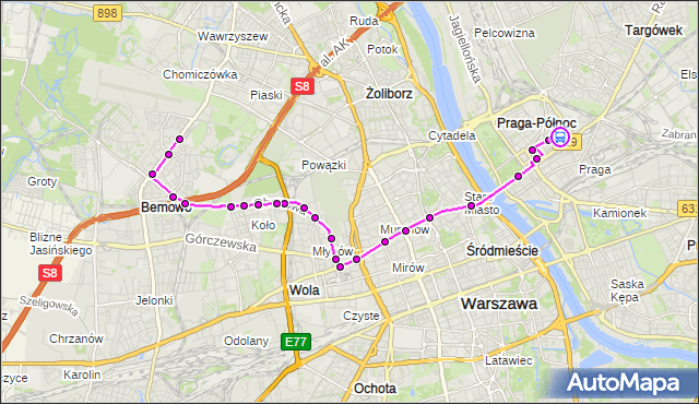 Rozkład jazdy tramwaju 23 na przystanku Czynszowa 01. ZTM Warszawa na mapie Targeo