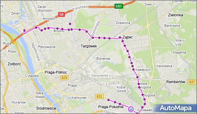 Rozkład jazdy autobusu 145 na przystanku Gocławek 01. ZTM Warszawa na mapie Targeo
