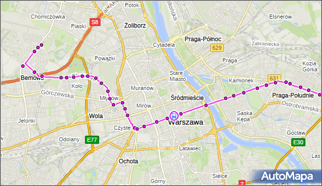 Rozkład jazdy tramwaju 24 na przystanku Krucza 05. ZTM Warszawa na mapie Targeo