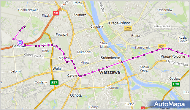 Rozkład jazdy tramwaju 24 na przystanku Orlich Gniazd 05. ZTM Warszawa na mapie Targeo