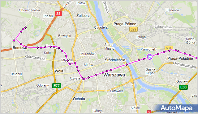 Rozkład jazdy tramwaju 24 na przystanku Park Skaryszewski 04. ZTM Warszawa na mapie Targeo