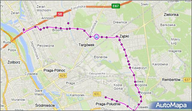 Rozkład jazdy autobusu 145 na przystanku Potulicka 02. ZTM Warszawa na mapie Targeo