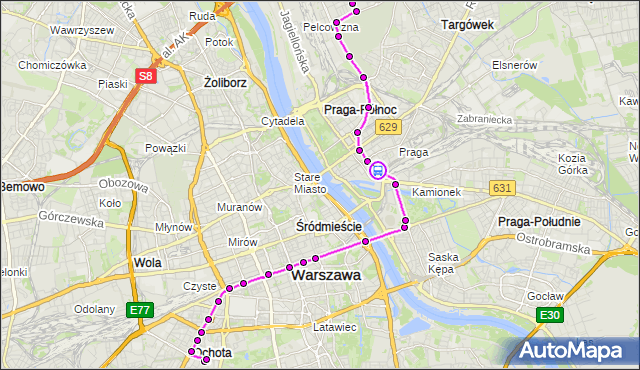 Rozkład jazdy tramwaju 25 na przystanku Kijowska 04. ZTM Warszawa na mapie Targeo