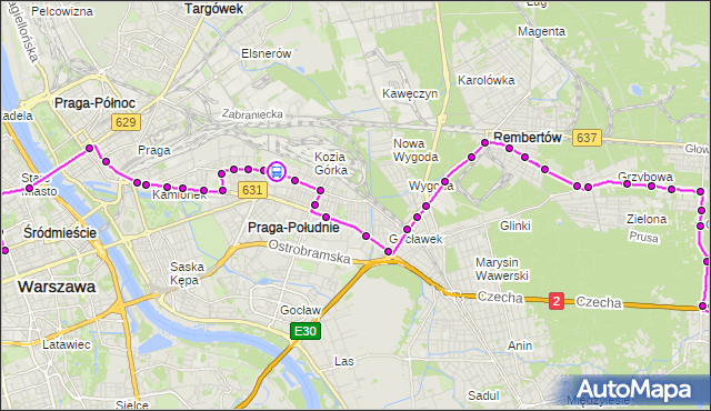 Rozkład jazdy autobusu N21 na przystanku Garwolińska 01. ZTM Warszawa na mapie Targeo