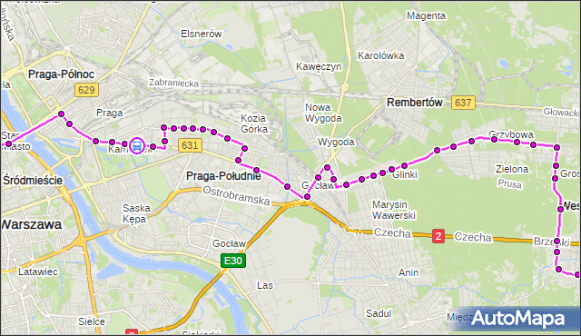 Rozkład jazdy autobusu N21 na przystanku Gocławska 02. ZTM Warszawa na mapie Targeo