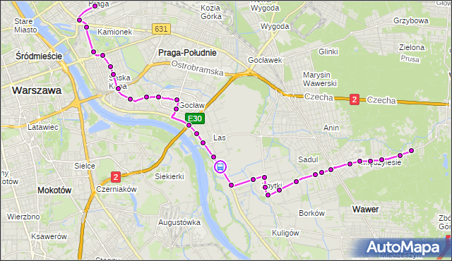 Rozkład jazdy autobusu 147 na przystanku Kanał Nowe Ujście 02. ZTM Warszawa na mapie Targeo