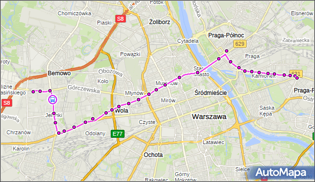 Rozkład jazdy tramwaju 26 na przystanku Czumy 05. ZTM Warszawa na mapie Targeo