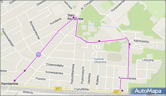 Rozkład jazdy autobusu 196 na przystanku Eskulapów 01. ZTM Warszawa na mapie Targeo