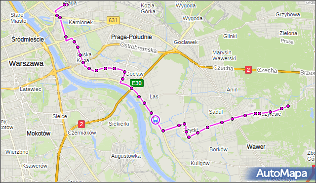 Rozkład jazdy autobusu 147 na przystanku Kanał Nowe Ujście 01. ZTM Warszawa na mapie Targeo