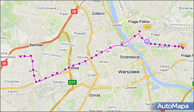 Rozkład jazdy tramwaju 26 na przystanku Kijowska 03. ZTM Warszawa na mapie Targeo