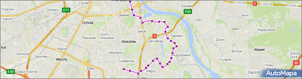 warszawa dworzec autobusowy metro wilanowska s 14 mapa Autobus 108   trasa PL.TRZECH KRZYŻY   METRO WILANOWSKA. ZTM 